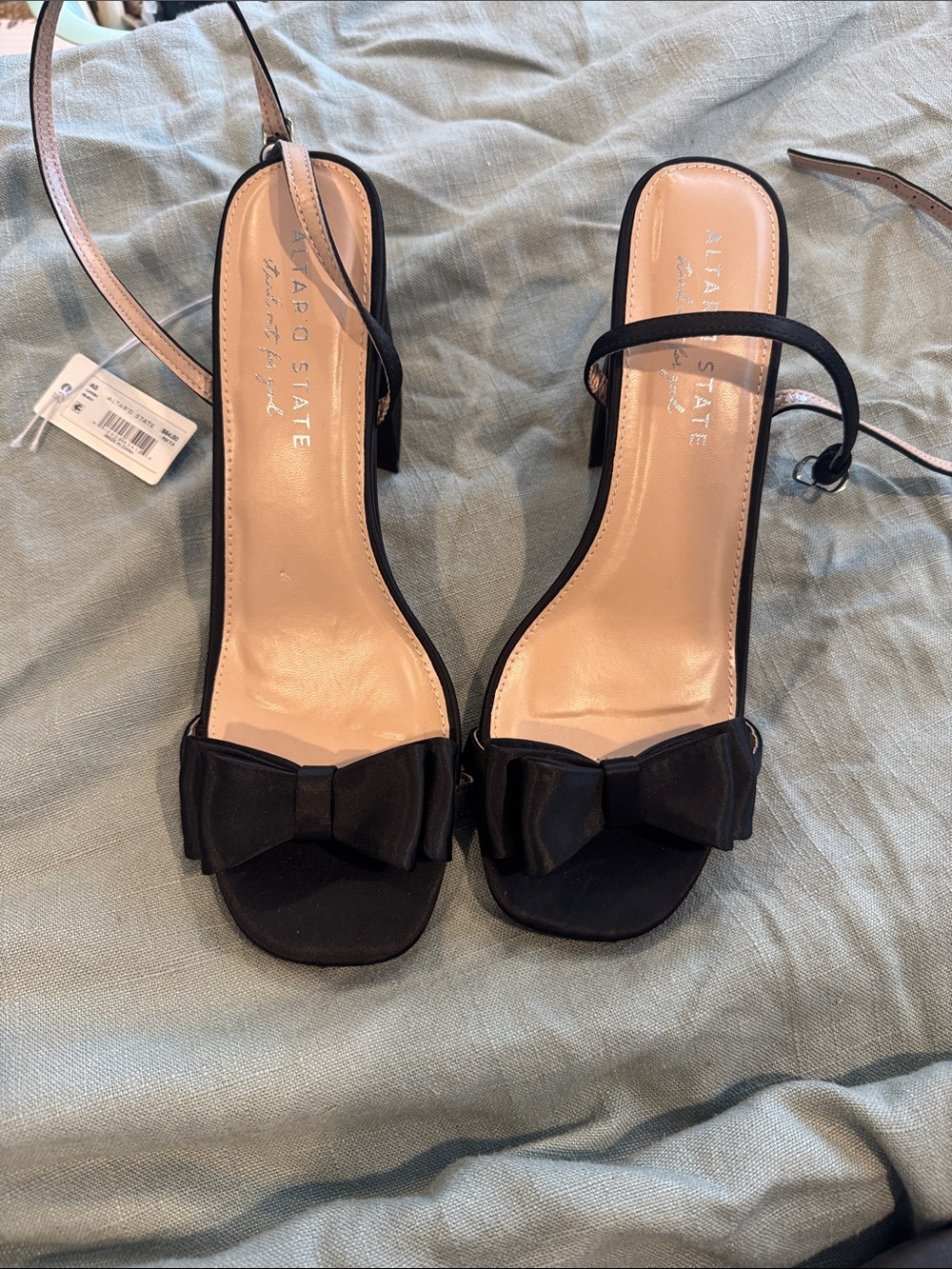 Altar'd State Black Bow Ankle-Strap Heels